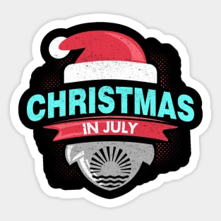 'Christmas In July Tropical' Hilarous Santa Gift Sticker